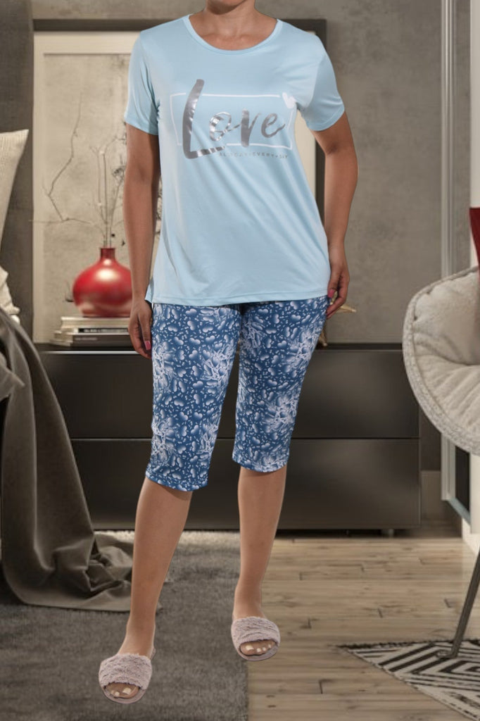 Blue Love Printed 3/4 Pj Set - StylePhase SA