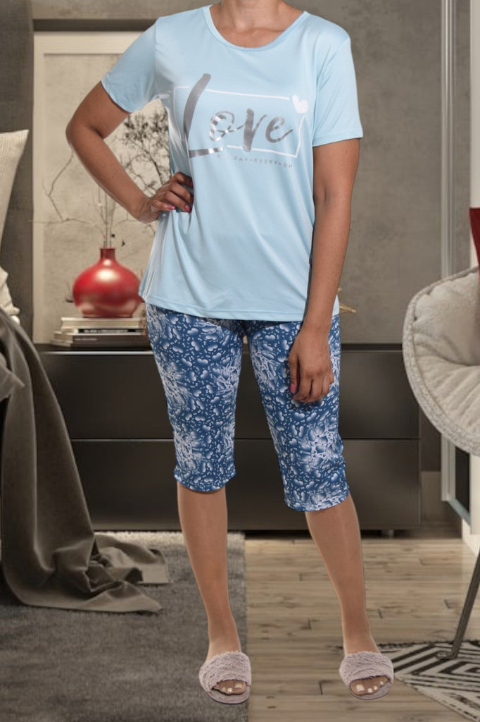 Blue Love Printed 3/4 Pj Set - StylePhase SA