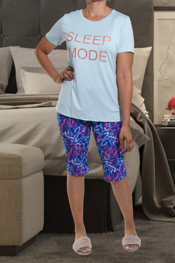 Blue Multi Color Sleep Mode Printed 3/4 Pj Set - StylePhase SA