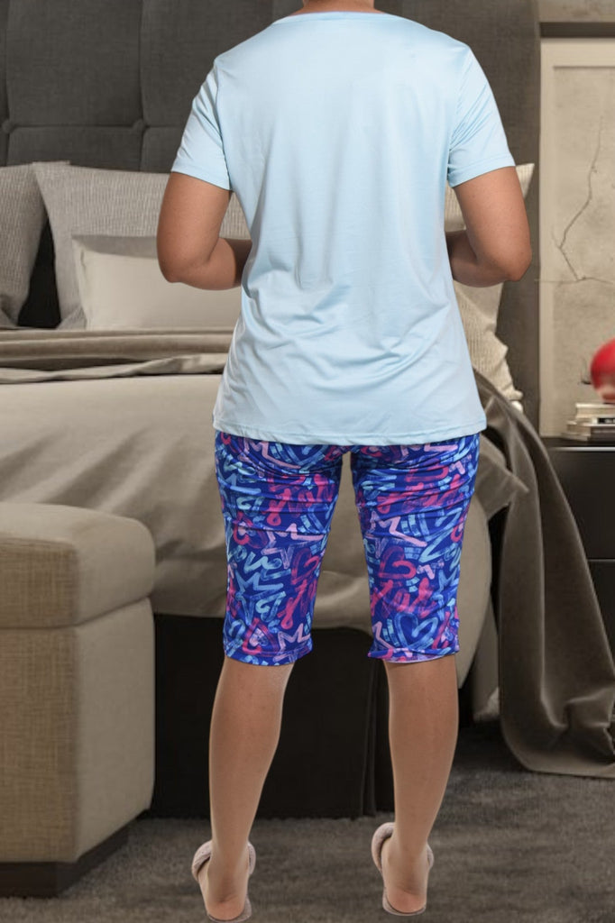 Blue Multi Color Sleep Mode Printed 3/4 Pj Set - StylePhase SA