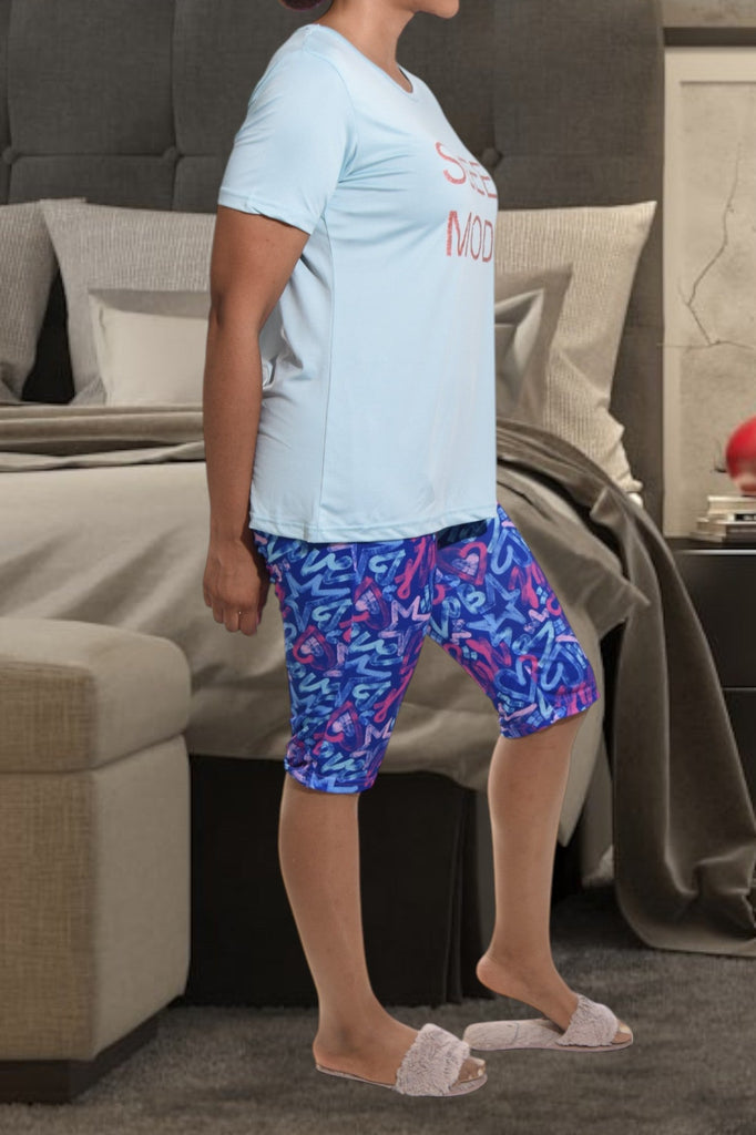 Blue Multi Color Sleep Mode Printed 3/4 Pj Set - StylePhase SA