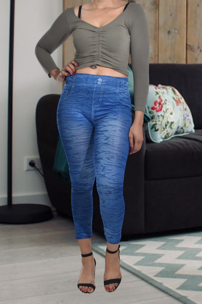 Blue Patterned Jeggings - StylePhase SA