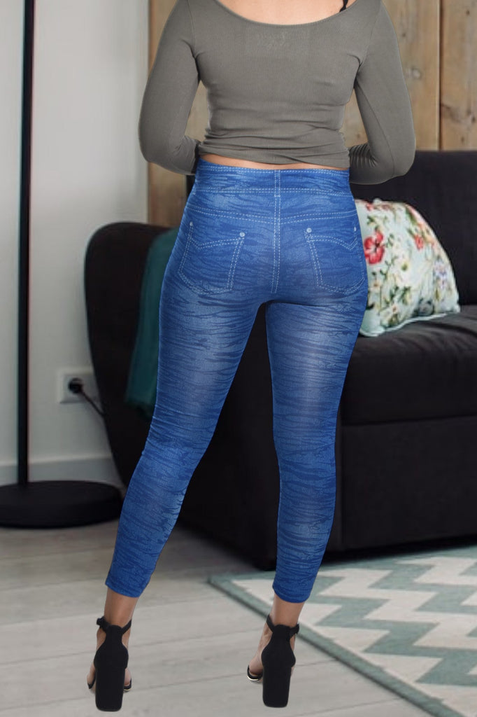 Blue Patterned Jeggings - StylePhase SA