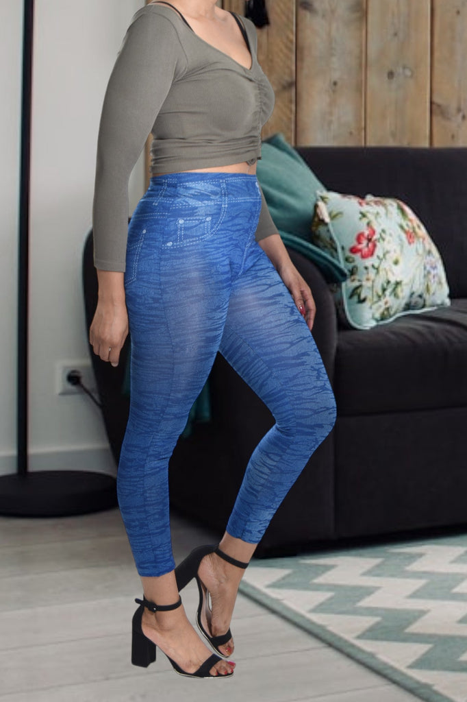 Blue Patterned Jeggings - StylePhase SA