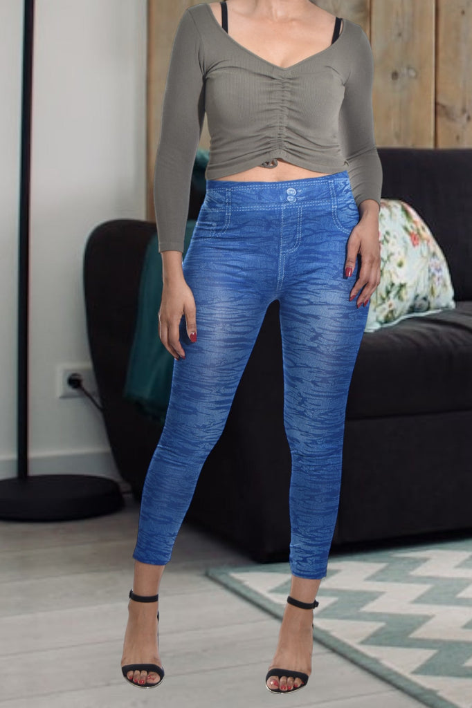 Blue Patterned Jeggings - StylePhase SA