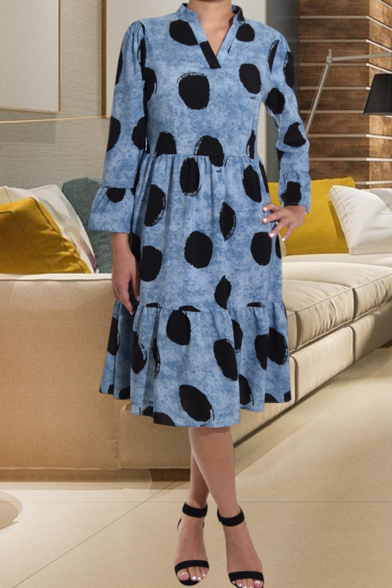 Blue Polka Dot Ruffle Dress - StylePhase SA