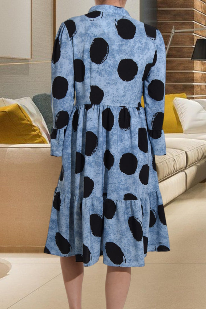 Blue Polka Dot Ruffle Dress - StylePhase SA