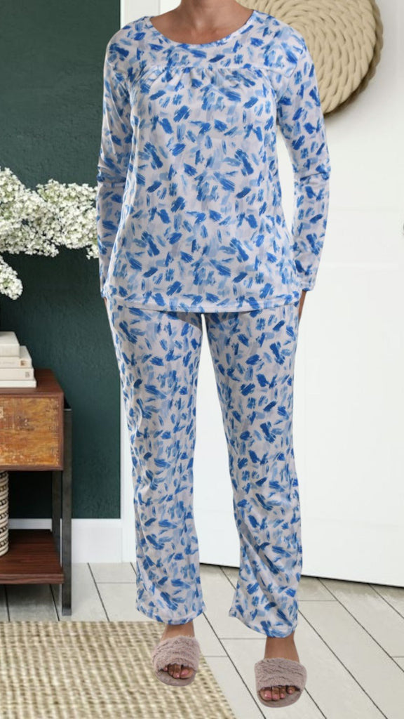 Blue Printed Long Pocket Pj Set - StylePhase SA