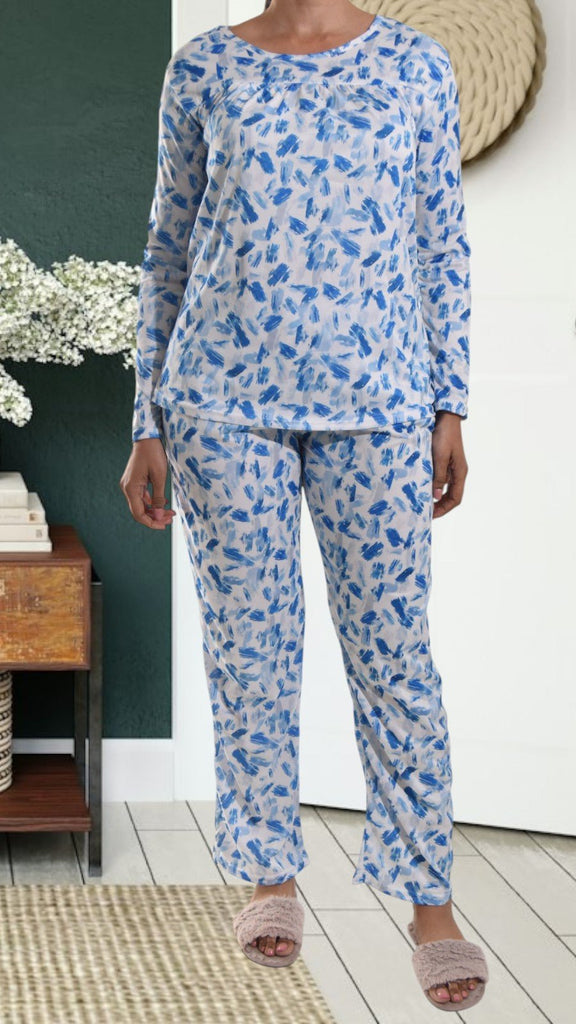 Blue Printed Long Pocket Pj Set - StylePhase SA