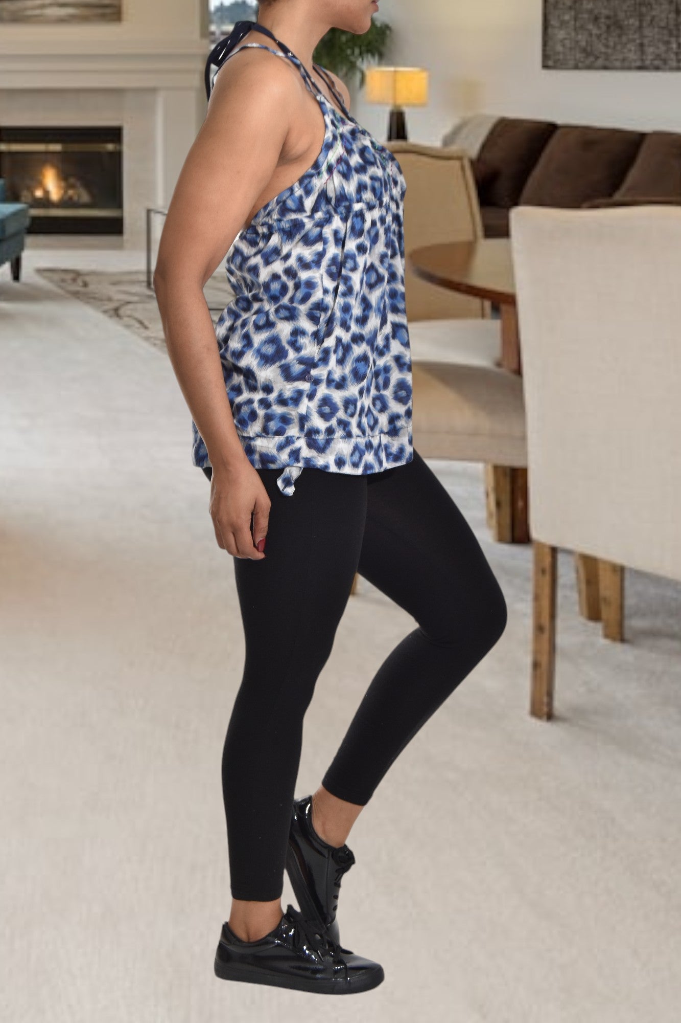 Blue Printed Tie Top - StylePhase SA