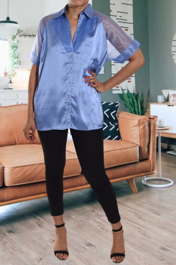 Blue Satin Shirt - StylePhase SA