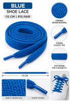 Blue flat woven shoelaces 112cm R15 per pair