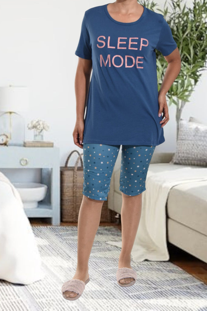 Blue Sleep Mode Printed 3/4 Pj Set - StylePhase SA