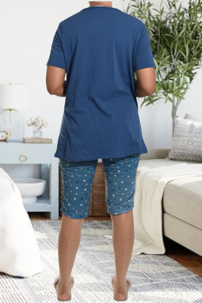 Blue Sleep Mode Printed 3/4 Pj Set - StylePhase SA