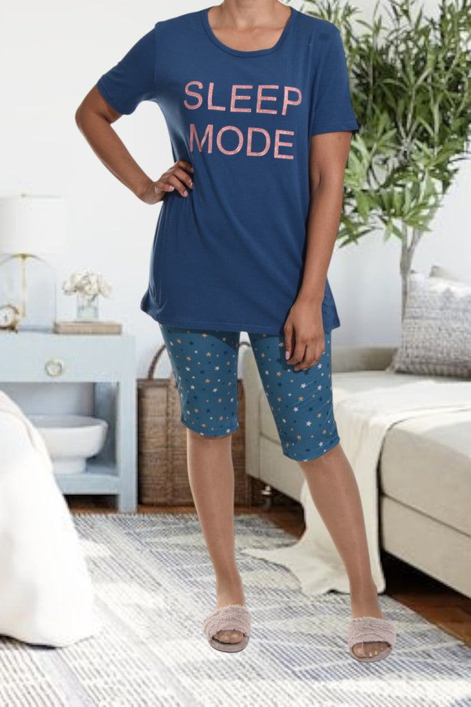 Blue Sleep Mode Printed 3/4 Pj Set - StylePhase SA