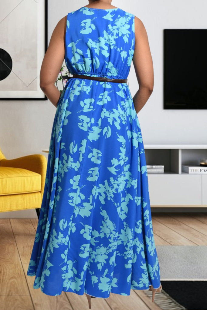 Blue Sleeveless Maxi Dress with Pockets - StylePhase SA