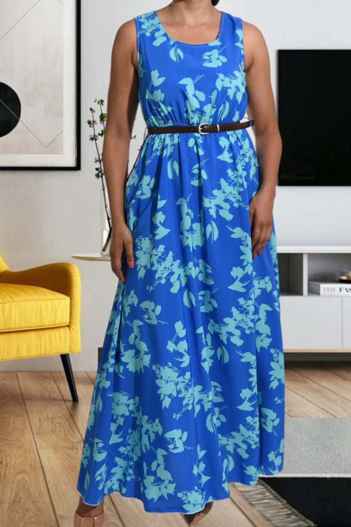 Blue Sleeveless Maxi Dress with Pockets - StylePhase SA