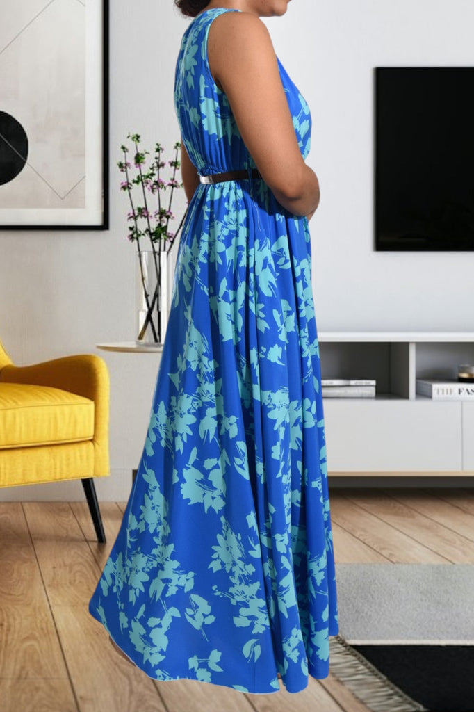 Blue Sleeveless Maxi Dress with Pockets - StylePhase SA