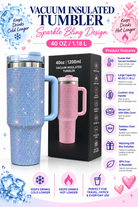 Blue sparkle bling 40 oz vacuum insulated tumbler product features