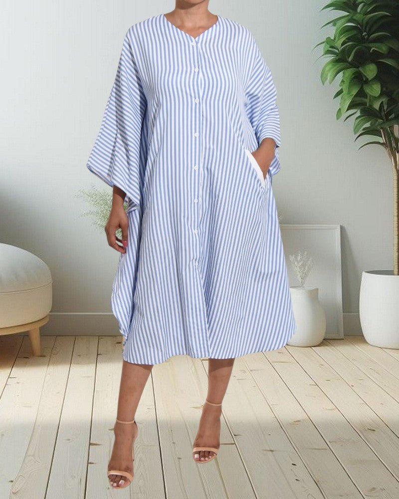 Blue Striped Oversized Dress - StylePhase SA