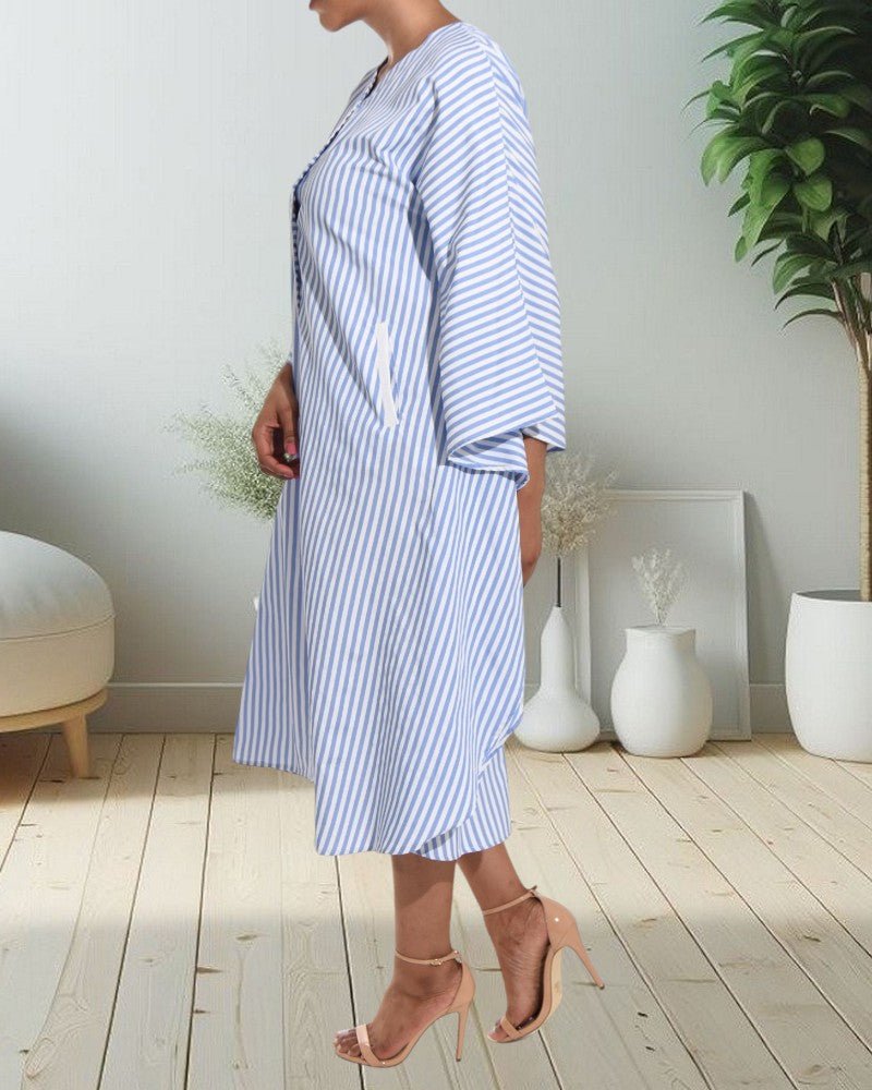 Blue Striped Oversized Dress - StylePhase SA