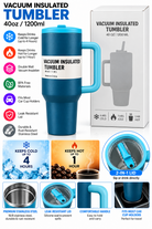 Blue 40oz vacuum insulated tumbler with box