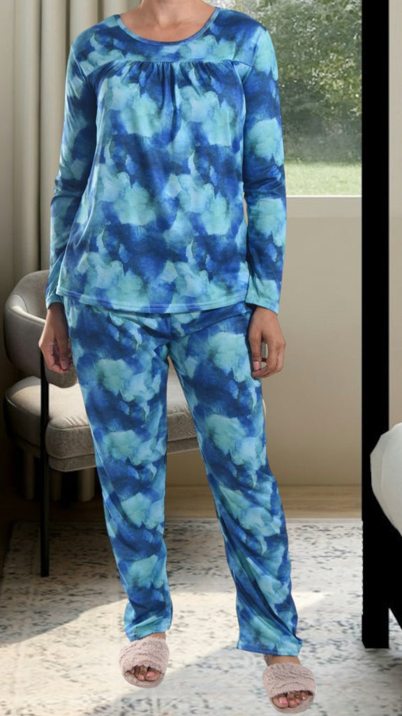 Blue Two Tone Long Pocket Pj Set - StylePhase SA