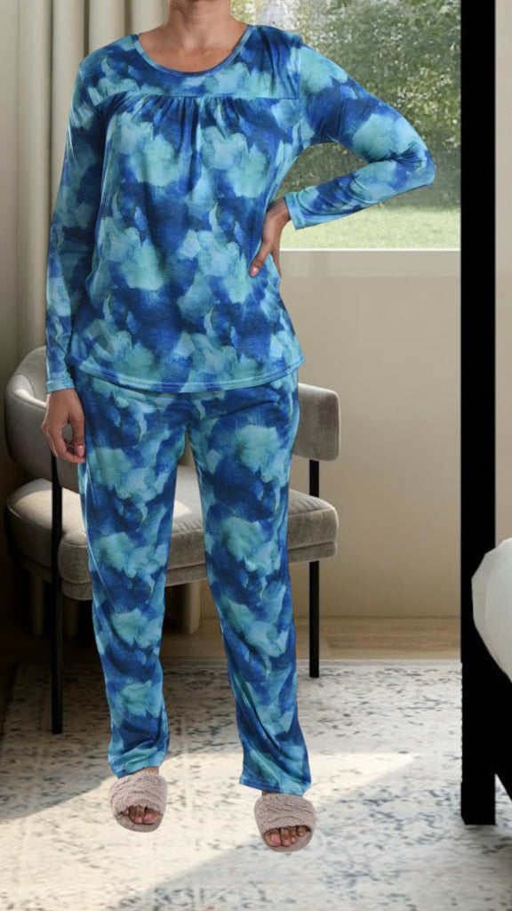 Blue Two Tone Long Pocket Pj Set - StylePhase SA