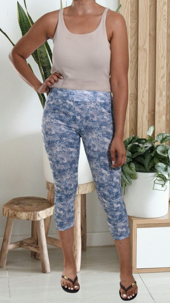 Blue/Grey Floral Tights - StylePhase SA