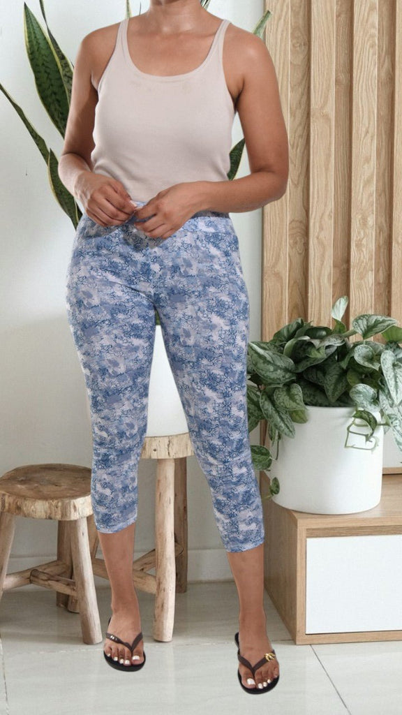 Blue/Grey Floral Tights - StylePhase SA