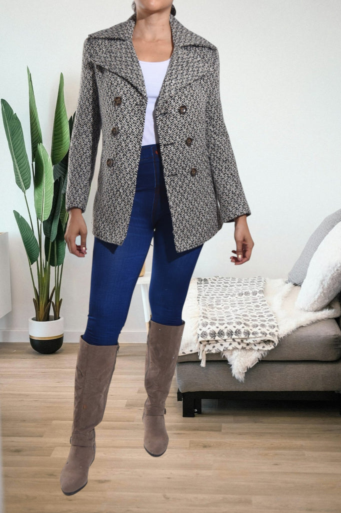 Brown And Cream Blazer Coat - StylePhase SA