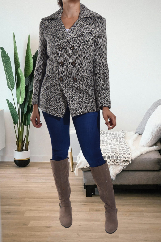 Brown And Cream Blazer Coat - StylePhase SA