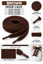 Brown flat woven shoelaces available in four lengths