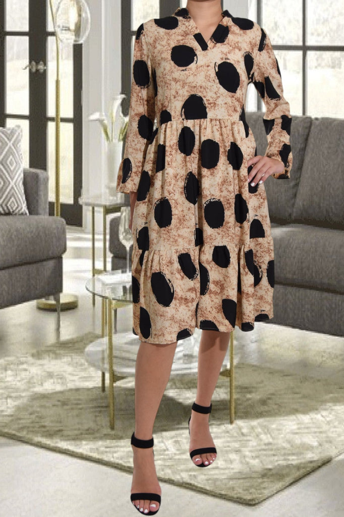 Brown Polka Dot Ruffle Dress - StylePhase SA