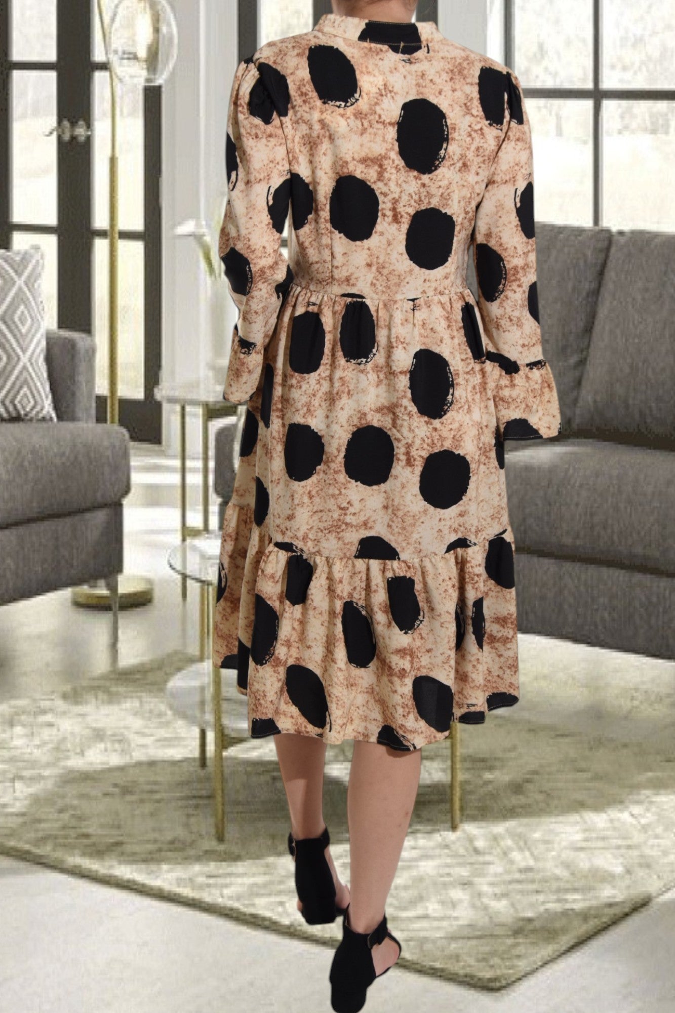 Brown Polka Dot Ruffle Dress - StylePhase SA