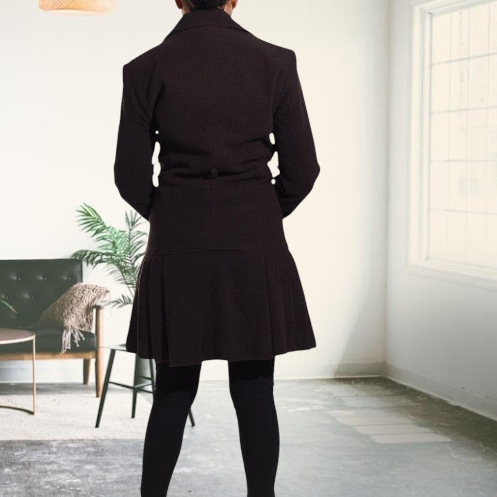 Brown Ruffle Melton Coat (No Belt) - StylePhase SA