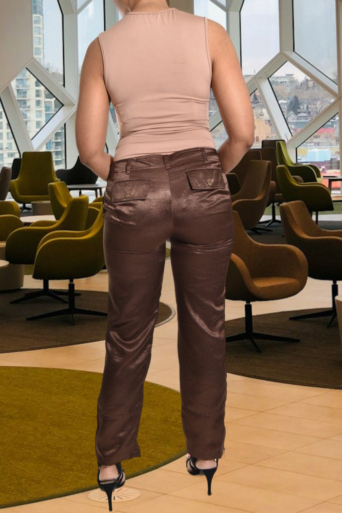 Brown Satin Pocket Pants - StylePhase SA