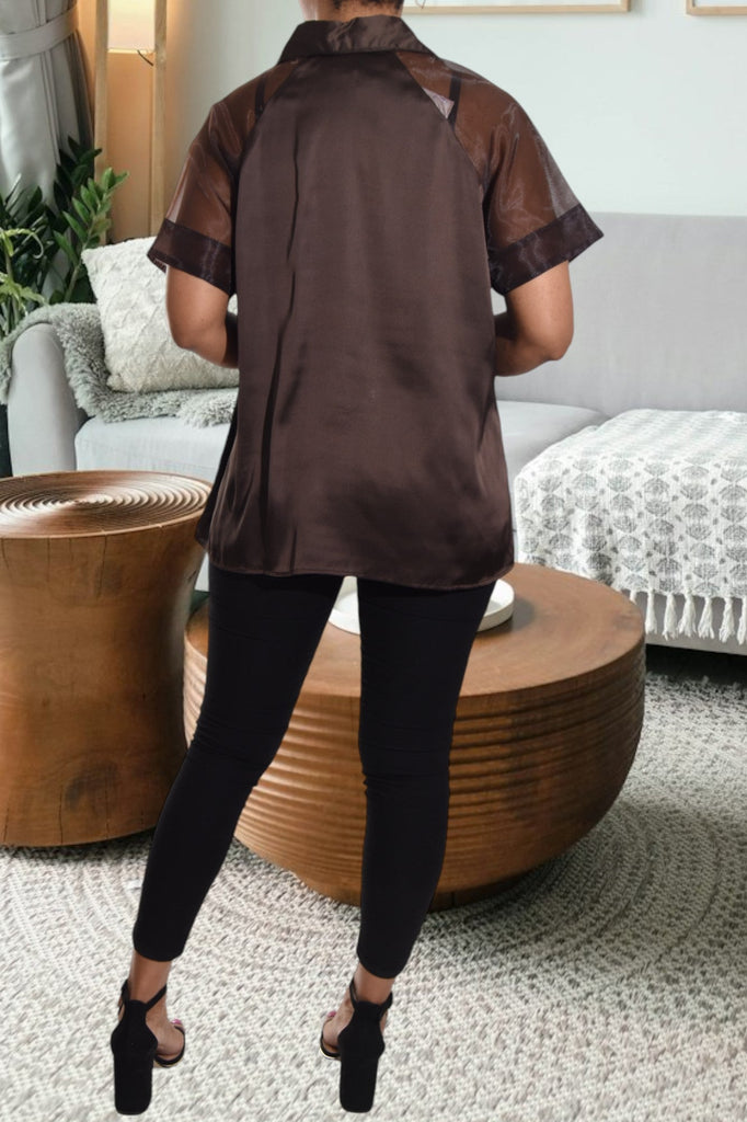 Brown Satin Shirt - StylePhase SA