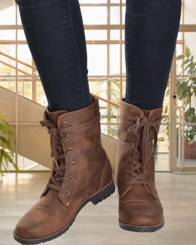 Brown Sumita Lace Up Boots - StylePhase SA