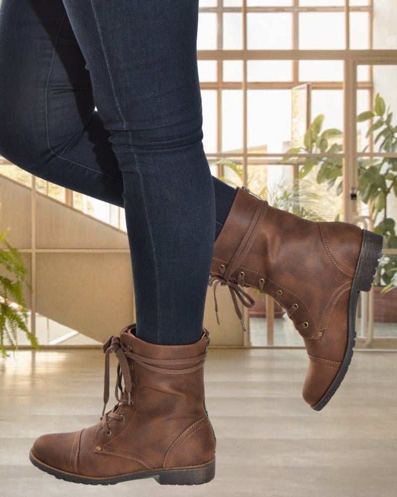 Brown Sumita Lace Up Boots - StylePhase SA