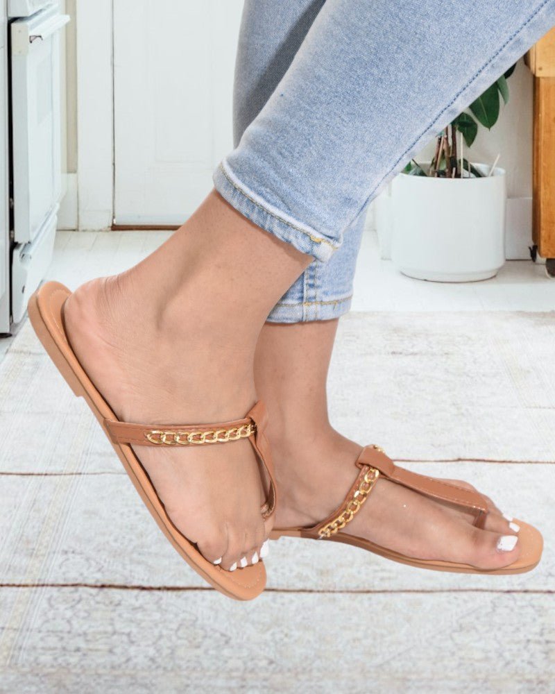 Brown Thong With Chain Sandals - StylePhase SA