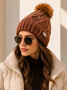 Brown Winter Pom Pom Beanies - StylePhase SA