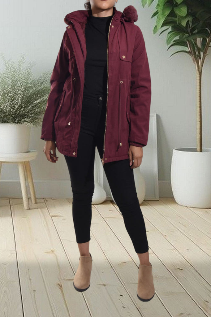 Burgundy Draw String Hoody Jacket - StylePhase SA