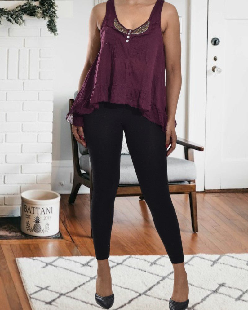 Burgundy Flare Tunic Top - StylePhase SA