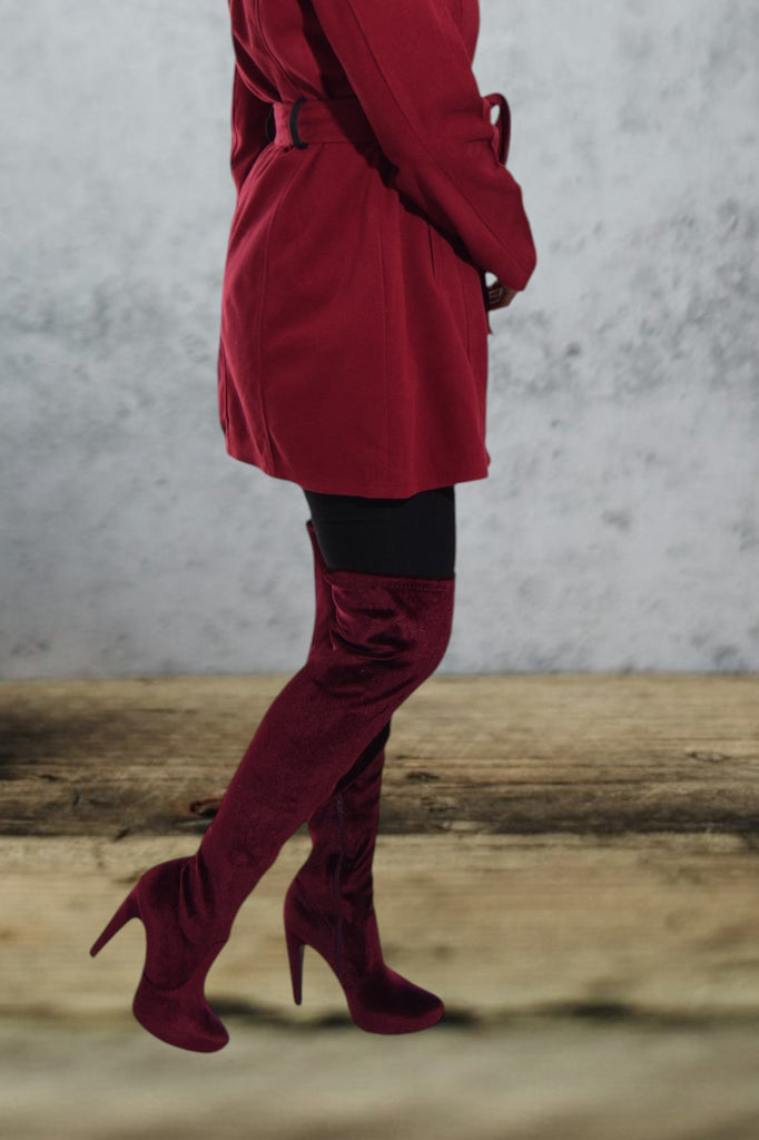 Burgundy Yael Heeled Boots - StylePhase SA