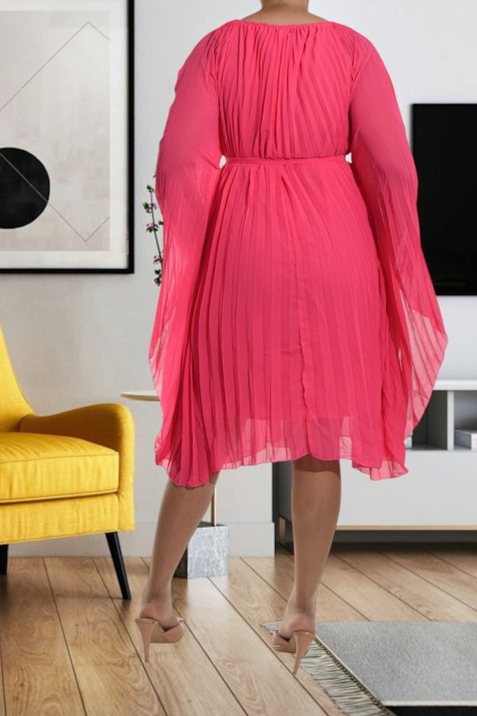 Butterfly Pleated Cerise Dress - StylePhase SA