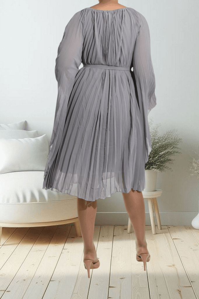 Butterfly Pleated Grey Dress - StylePhase SA