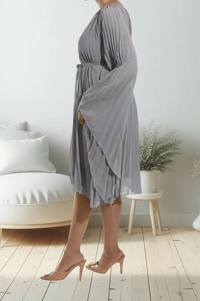 Butterfly Pleated Grey Dress - StylePhase SA