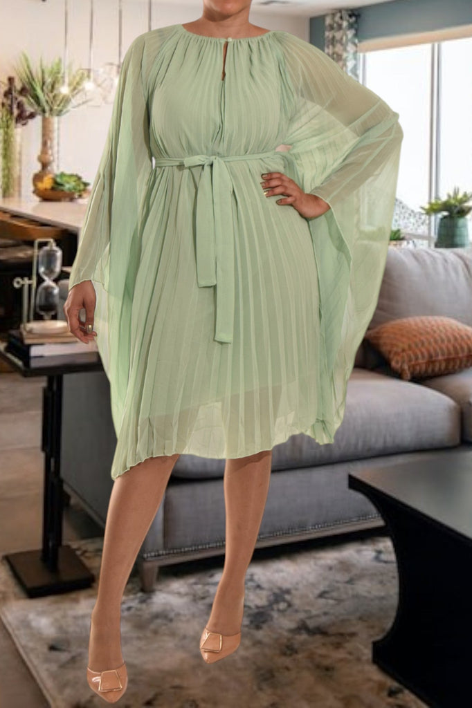 Butterfly Pleated Mint Dress - StylePhase SA