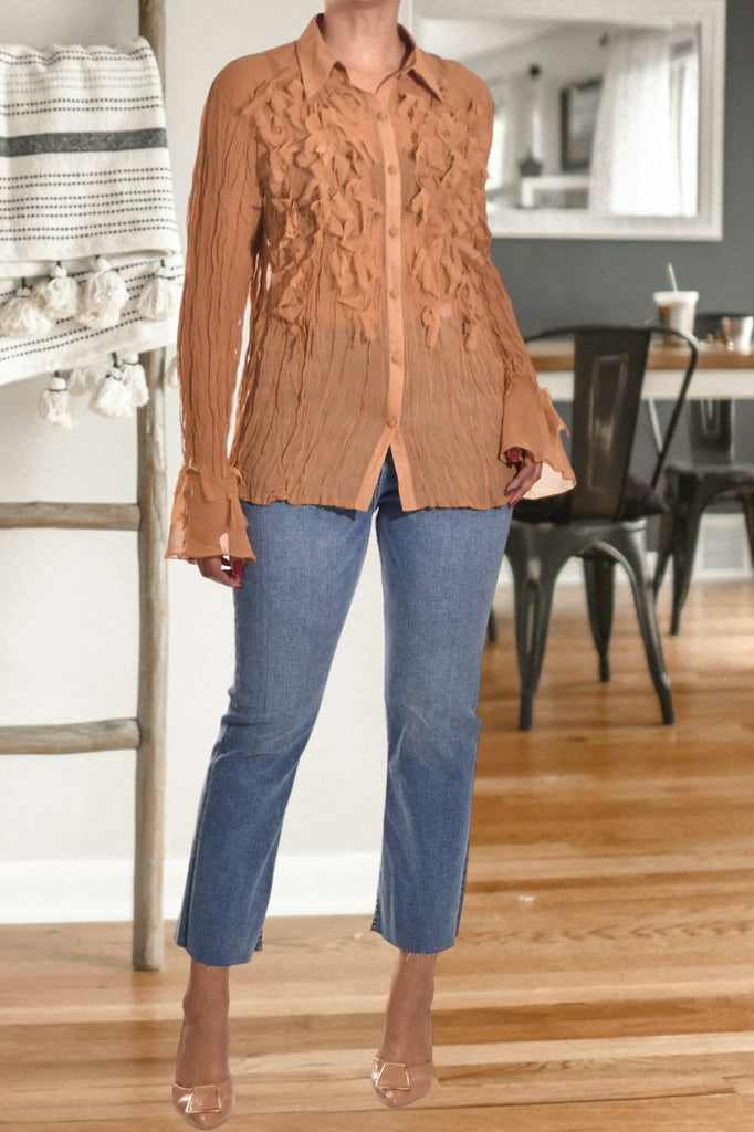 Caramel Front Ruffle Top - StylePhase SA